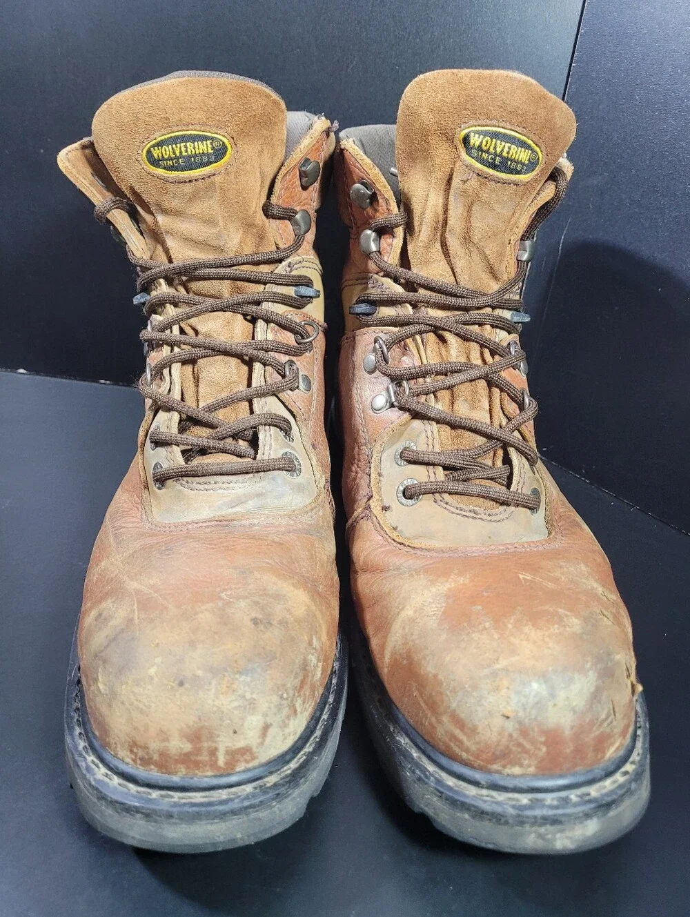 Wolverine W4013 Mens Size 13 M Safety Steel Toe EH Work Boots Brown DuraShocks